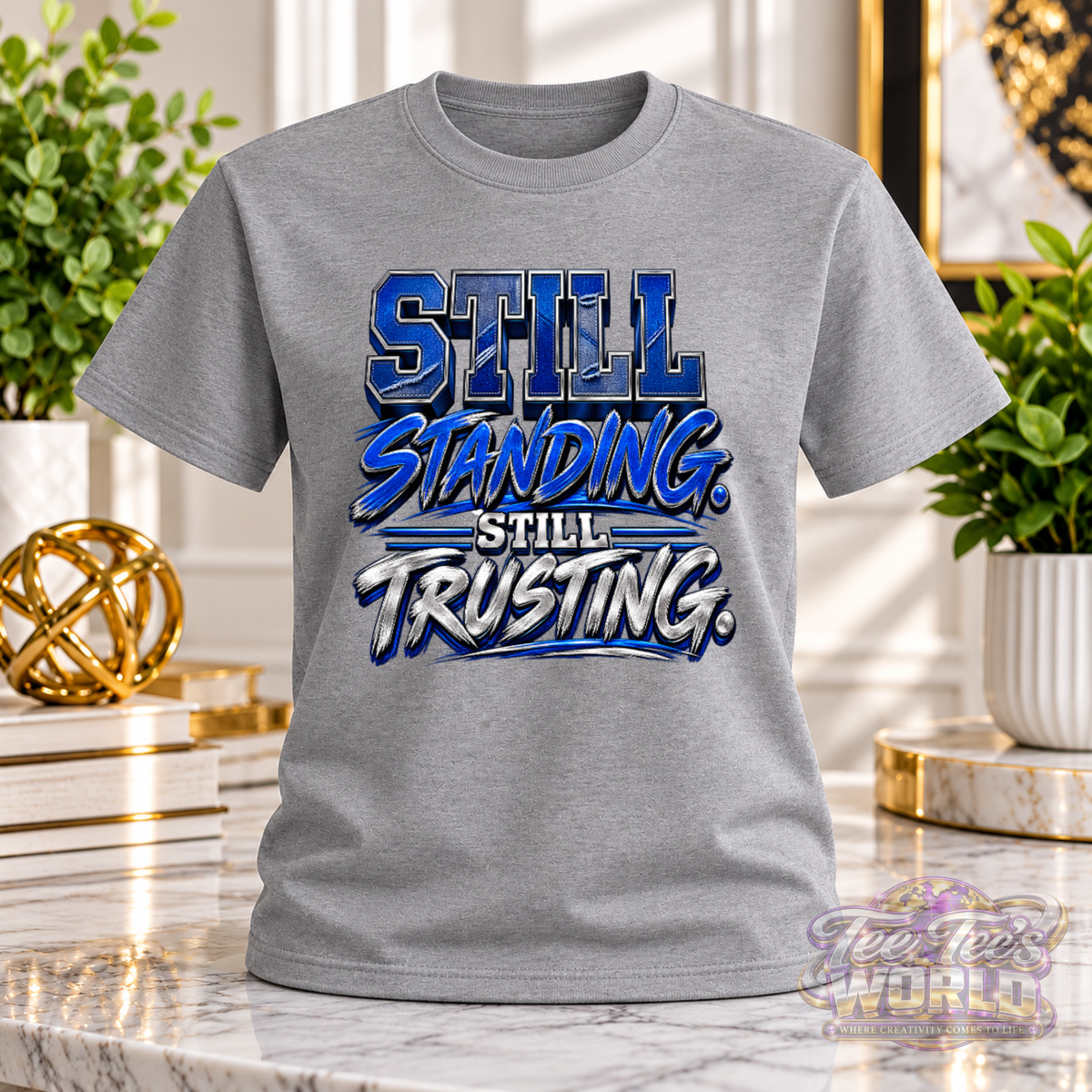 Still Standing. Still Trusting. | Royal Blue Faith Over Fear Tee - Two Coloways