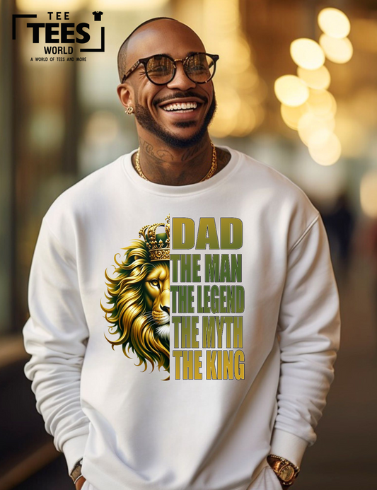 Dad The Man The Legend The Myth The King Gold And Green T-Shirt Design