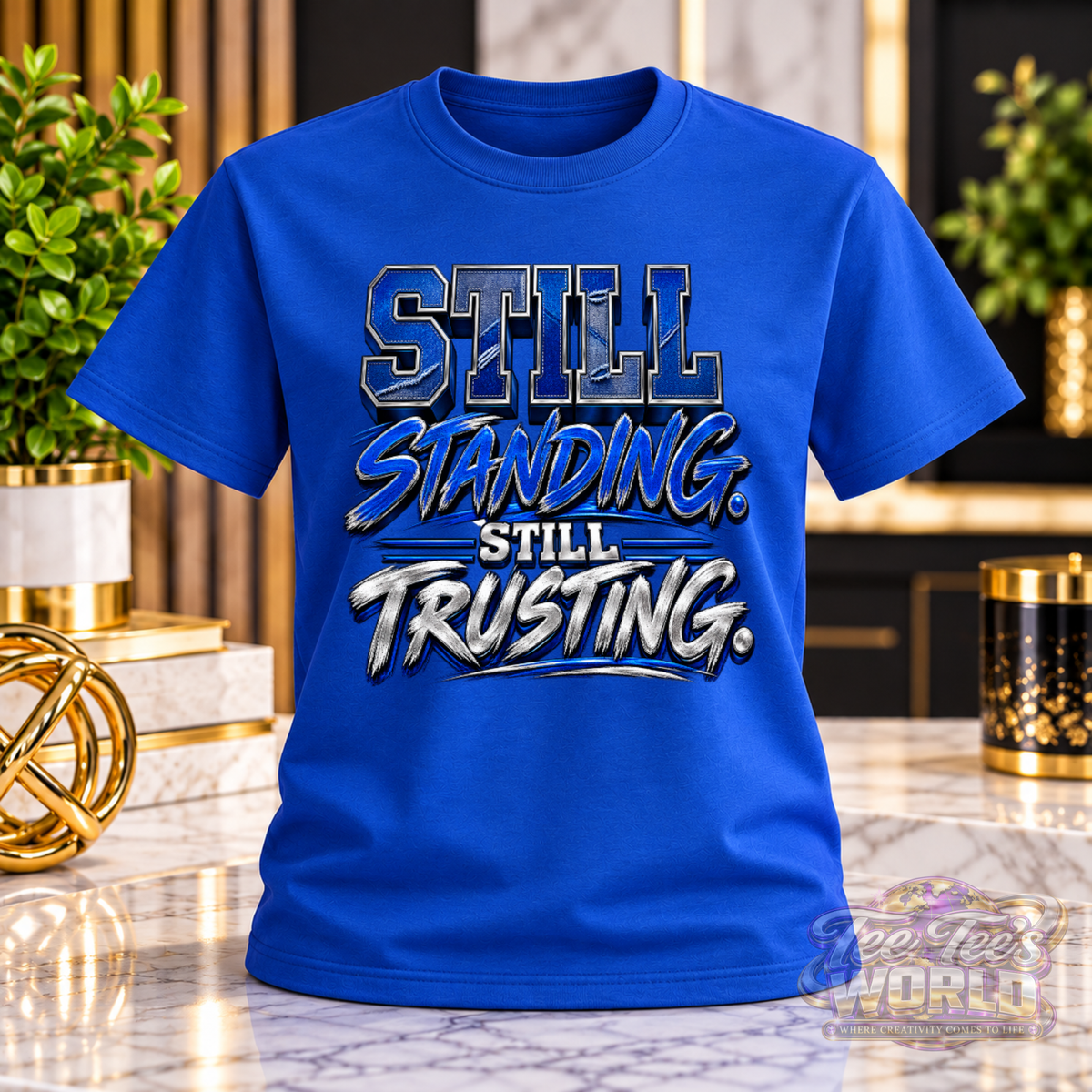 Still Standing. Still Trusting. | Royal Blue Faith Over Fear Tee - Two Coloways
