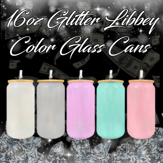 16oz Glitter Sublimation Libbey Glass Cans