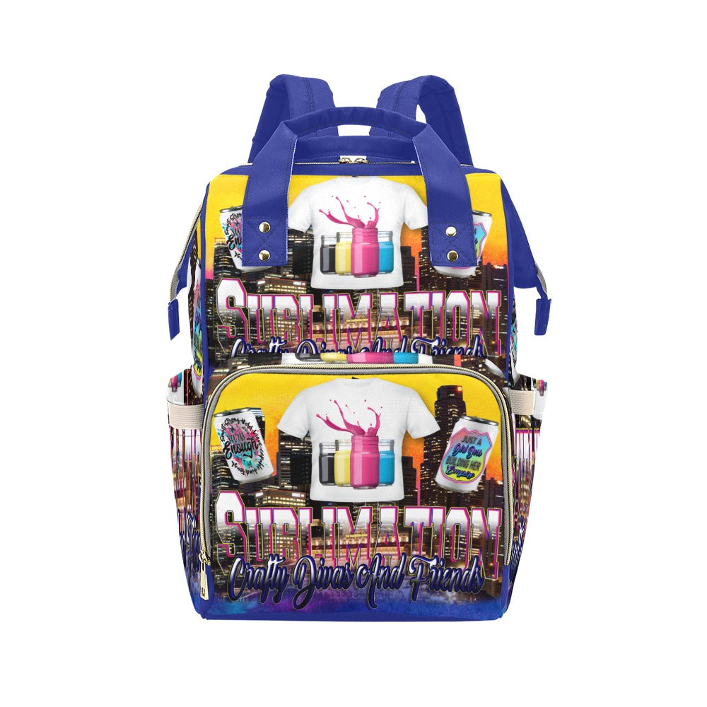 Sublimation Crafty Divas And Friends Logo Multi-Function Diaper Backpack/Diaper Bag (Model 1688)