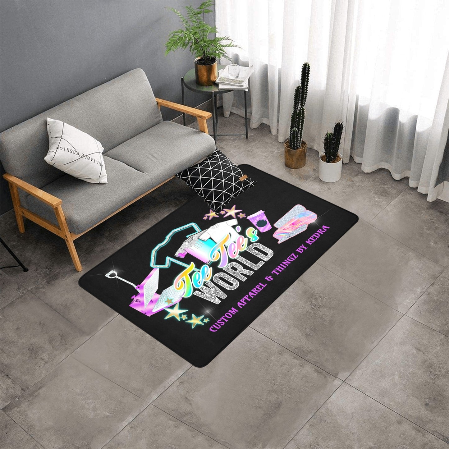 Custom Logo Business Rug Area Rug with Black Binding 5'x3'3''