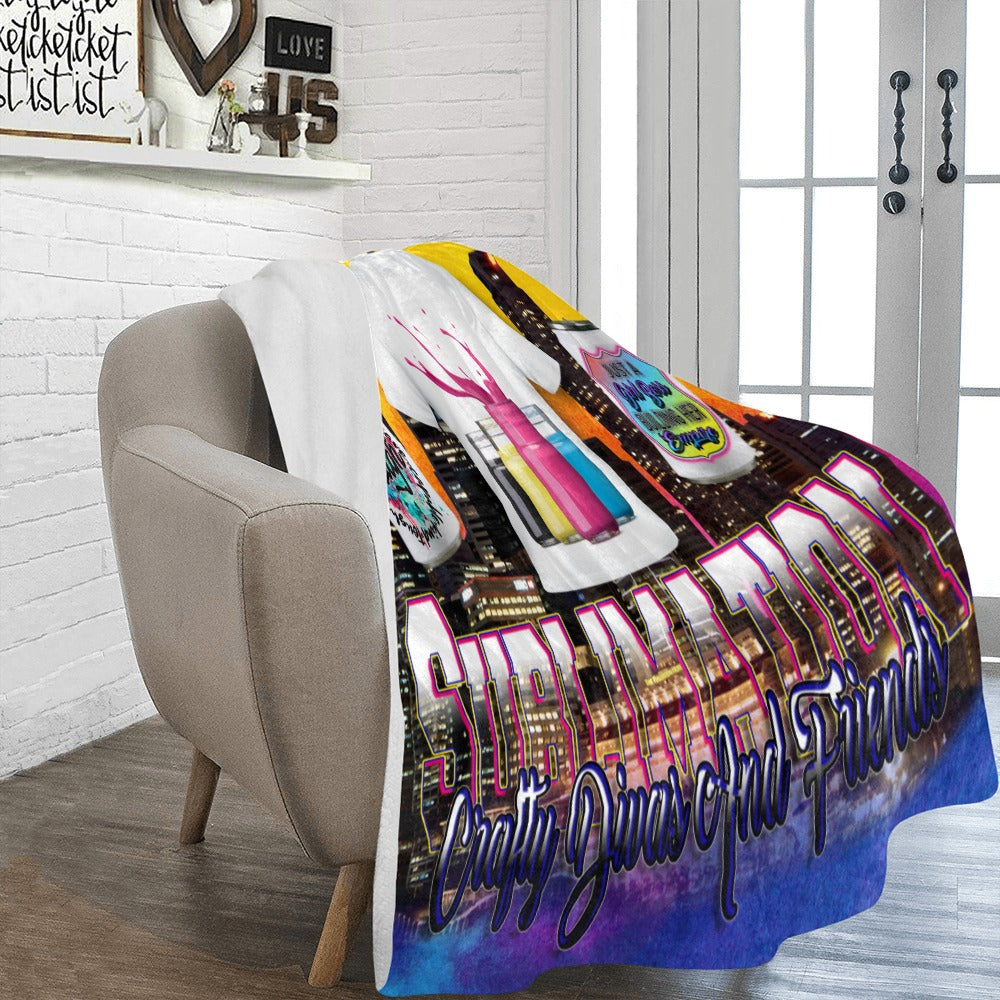 Sublimation Crafty Divas And Friends Logo Ultra-Soft Micro Fleece Blanket 60"x80"