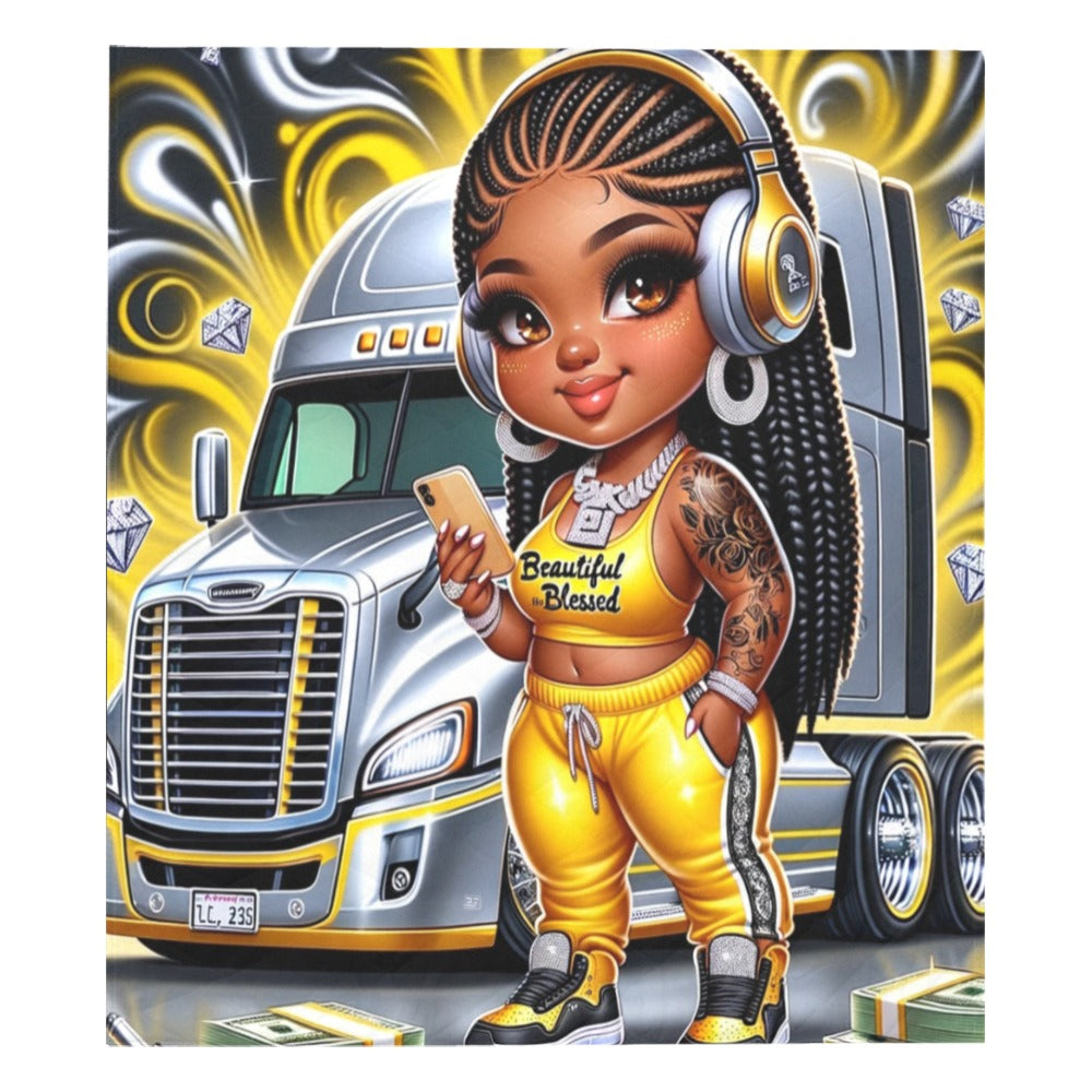 Chibi Beautiful And Blessed in Yellow Quilt 70"x80"