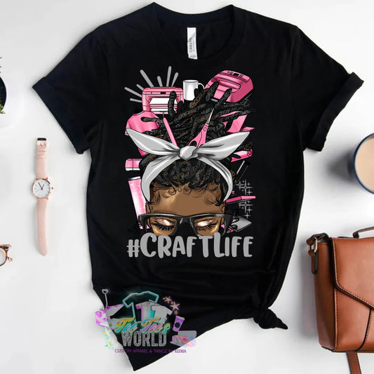 Loc Messy Bun Pink Craftlife DTF Transfer ONLY