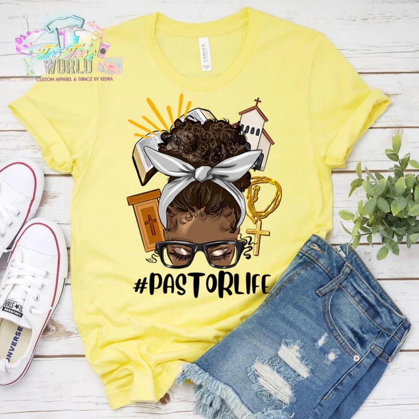 Pastorlife Curly Messy Bun DTF Transfer ONLY