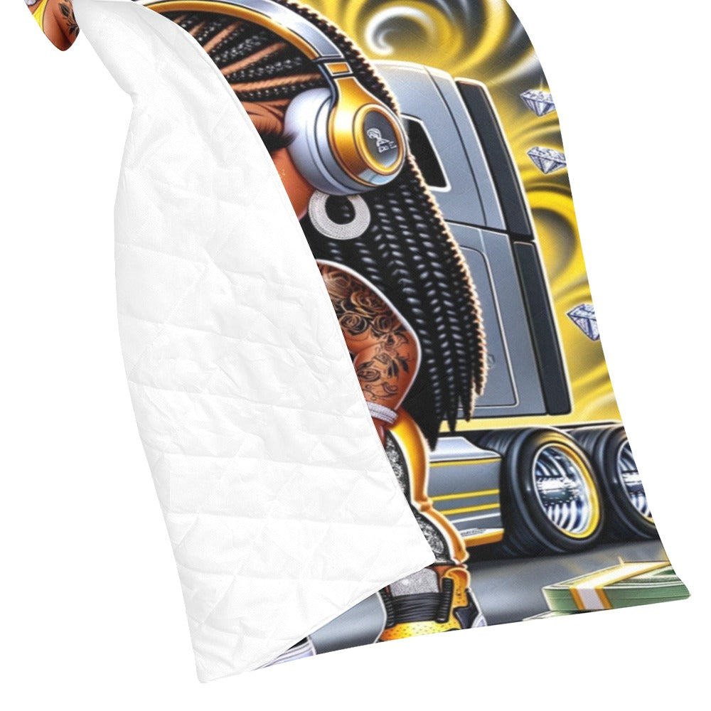 Chibi Beautiful And Blessed in Yellow Quilt 70"x80"