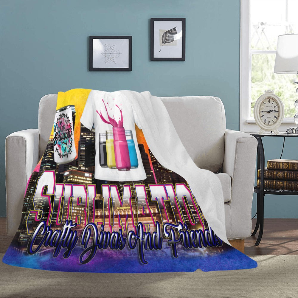 Sublimation Crafty Divas And Friends Logo Ultra-Soft Micro Fleece Blanket 60"x80"